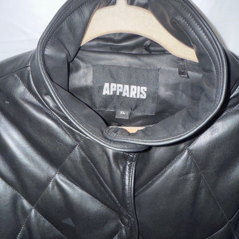 Apparis Quilted Faux Leather Black Jacket - Picture 7 of 12